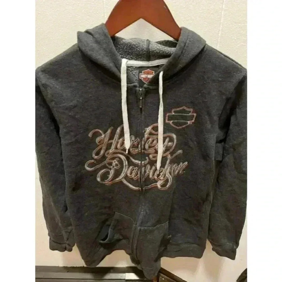 Harley Davidson Wisconsin Women's Full Zip Hoodie Sweatshirt Gray L - Picture 1 of 3